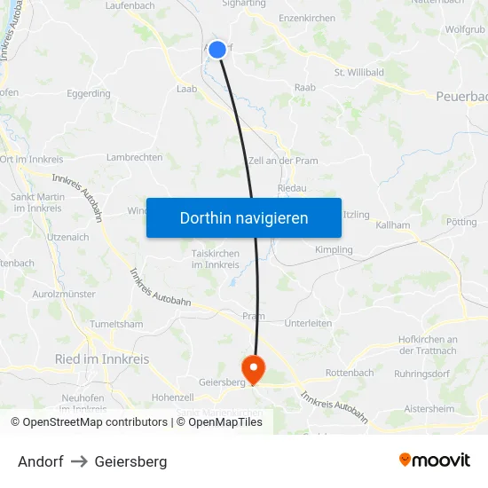 Andorf to Geiersberg map