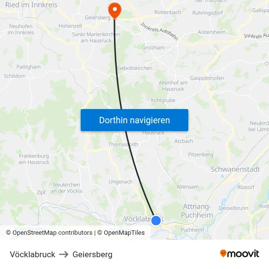 Vöcklabruck to Geiersberg map
