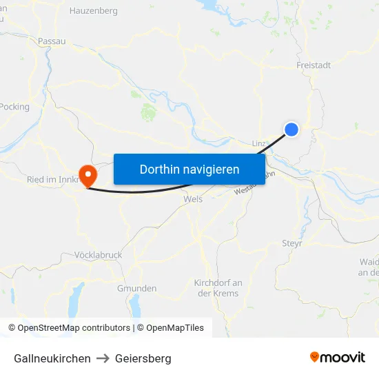 Gallneukirchen to Geiersberg map