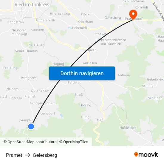 Pramet to Geiersberg map