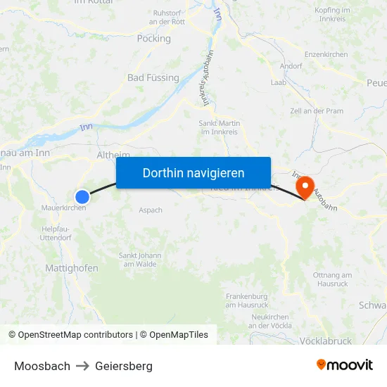 Moosbach to Geiersberg map