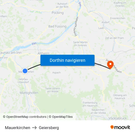Mauerkirchen to Geiersberg map
