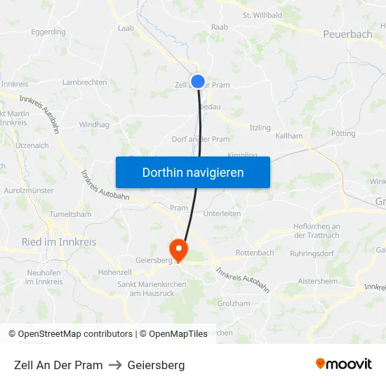 Zell An Der Pram to Geiersberg map
