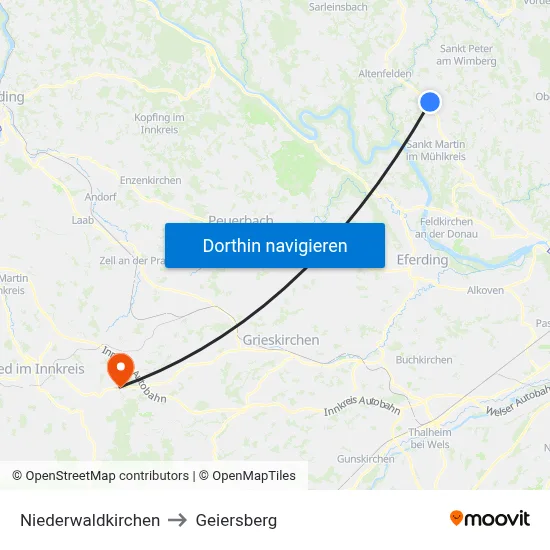Niederwaldkirchen to Geiersberg map