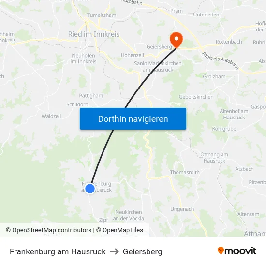 Frankenburg am Hausruck to Geiersberg map