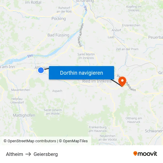 Altheim to Geiersberg map