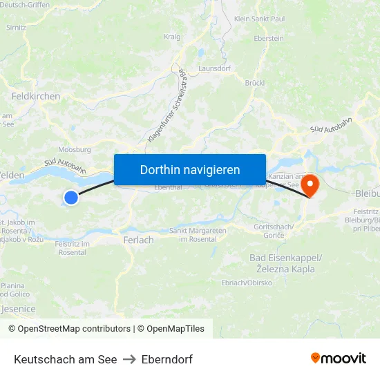 Keutschach am See to Eberndorf map