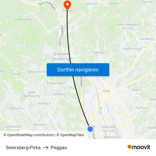 Seiersberg-Pirka to Peggau map