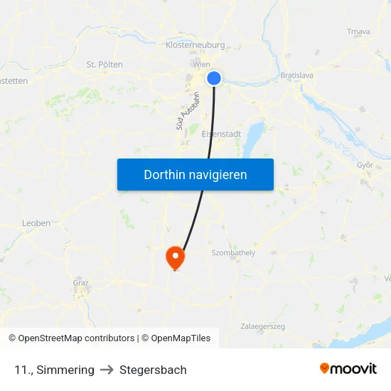 11., Simmering to Stegersbach map