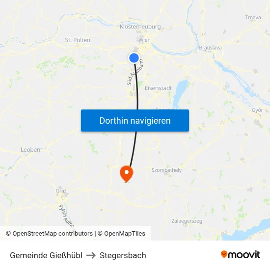 Gemeinde Gießhübl to Stegersbach map