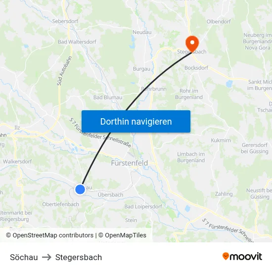 Söchau to Stegersbach map