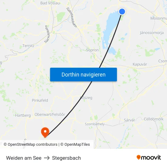 Weiden am See to Stegersbach map