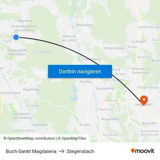 Buch-Sankt Magdalena to Stegersbach map
