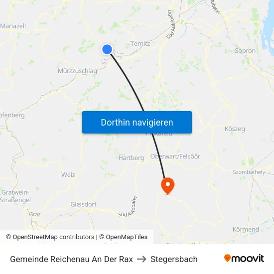 Gemeinde Reichenau An Der Rax to Stegersbach map