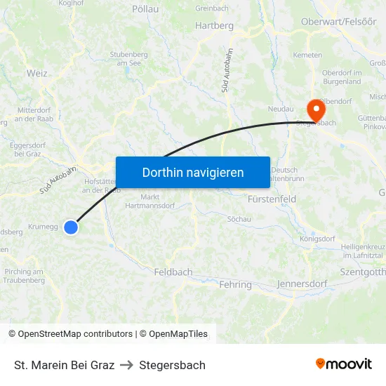 St. Marein Bei Graz to Stegersbach map