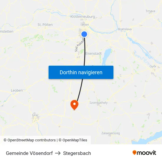 Gemeinde Vösendorf to Stegersbach map