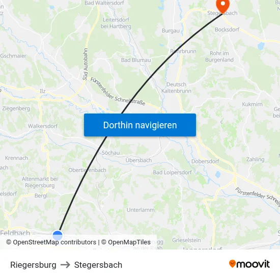 Riegersburg to Stegersbach map