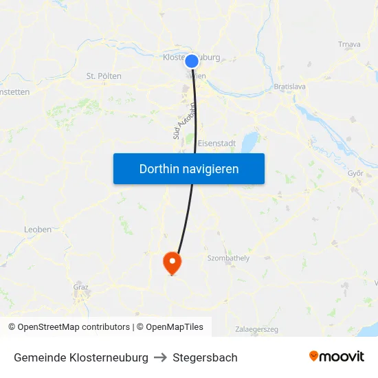 Gemeinde Klosterneuburg to Stegersbach map