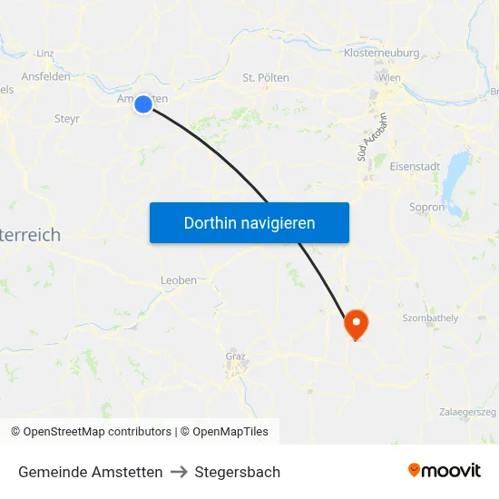 Gemeinde Amstetten to Stegersbach map