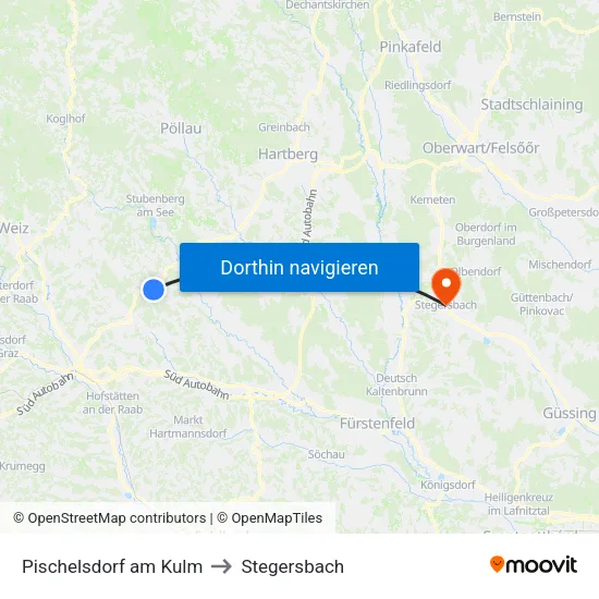 Pischelsdorf am Kulm to Stegersbach map