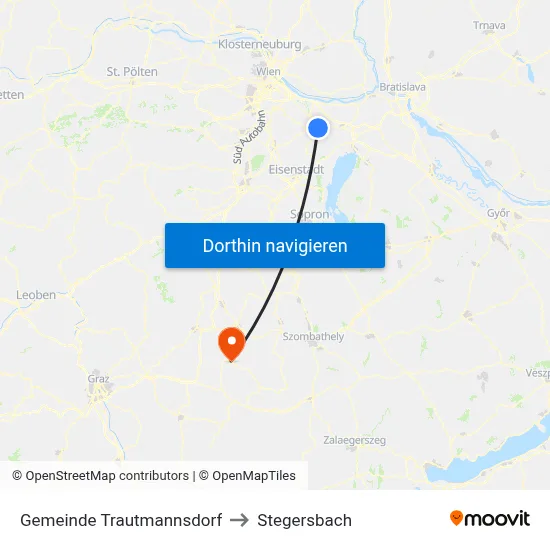 Gemeinde Trautmannsdorf to Stegersbach map