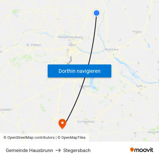 Gemeinde Hausbrunn to Stegersbach map