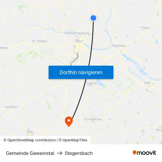 Gemeinde Gaweinstal to Stegersbach map
