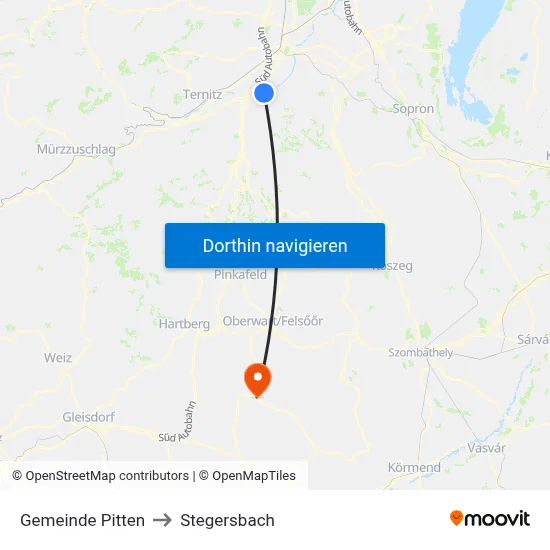 Gemeinde Pitten to Stegersbach map