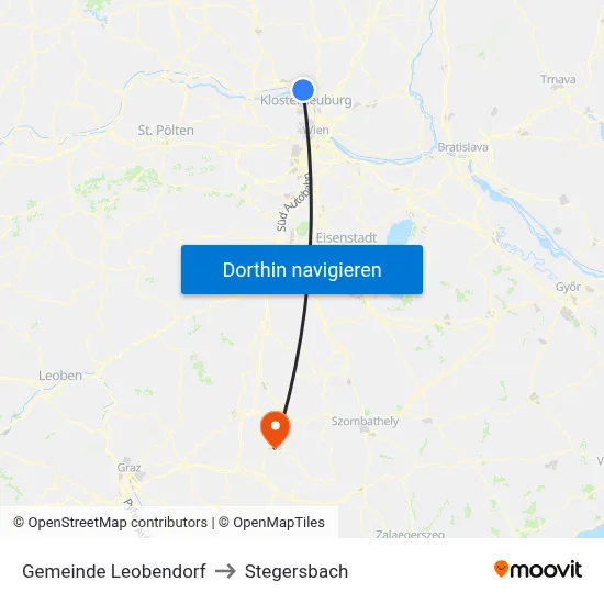 Gemeinde Leobendorf to Stegersbach map