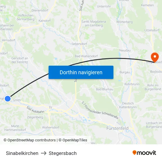 Sinabelkirchen to Stegersbach map
