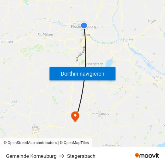Gemeinde Korneuburg to Stegersbach map