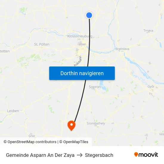 Gemeinde Asparn An Der Zaya to Stegersbach map