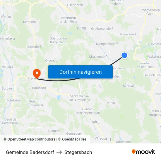 Gemeinde Badersdorf to Stegersbach map