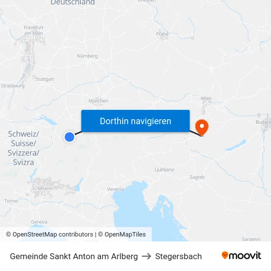 Gemeinde Sankt Anton am Arlberg to Stegersbach map