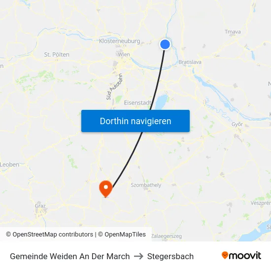 Gemeinde Weiden An Der March to Stegersbach map