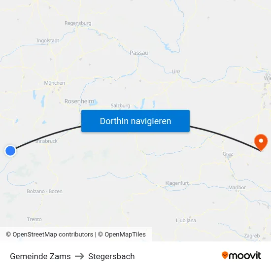 Gemeinde Zams to Stegersbach map