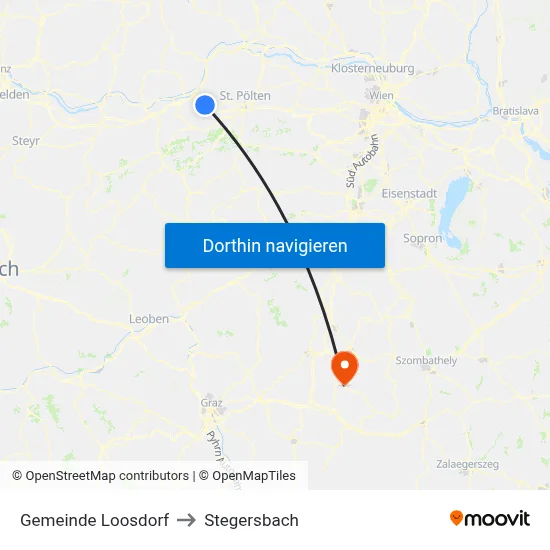 Gemeinde Loosdorf to Stegersbach map