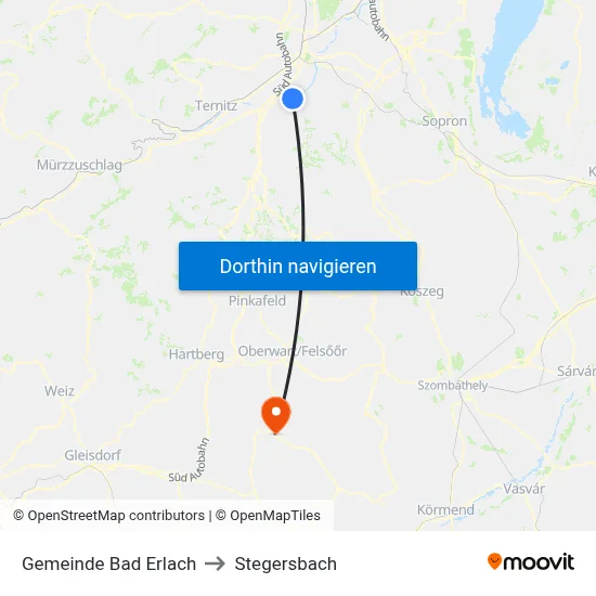 Gemeinde Bad Erlach to Stegersbach map