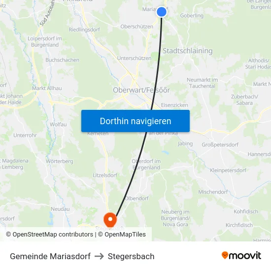 Gemeinde Mariasdorf to Stegersbach map