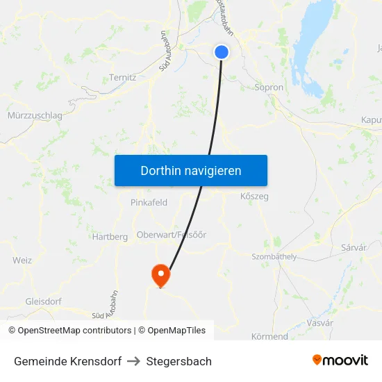 Gemeinde Krensdorf to Stegersbach map