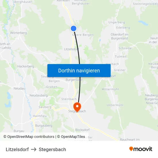 Litzelsdorf to Stegersbach map