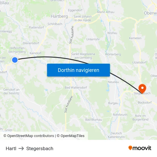 Hartl to Stegersbach map