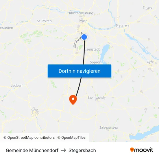 Gemeinde Münchendorf to Stegersbach map