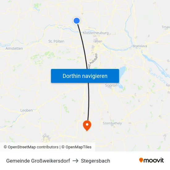 Gemeinde Großweikersdorf to Stegersbach map
