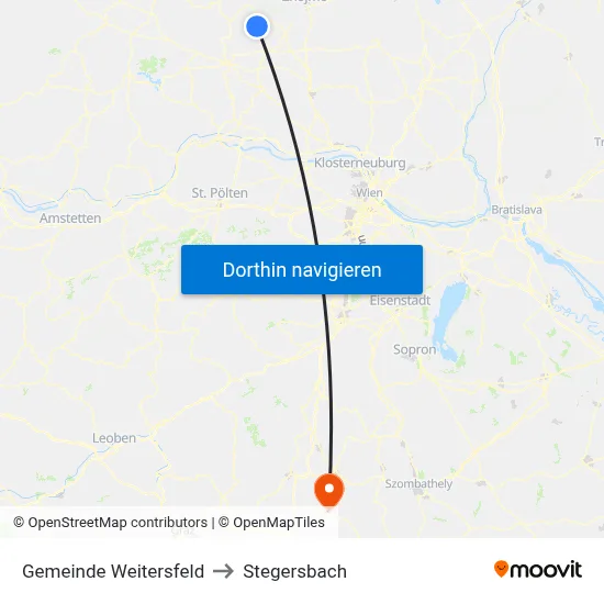 Gemeinde Weitersfeld to Stegersbach map