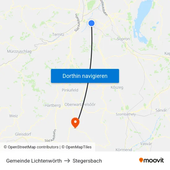 Gemeinde Lichtenwörth to Stegersbach map