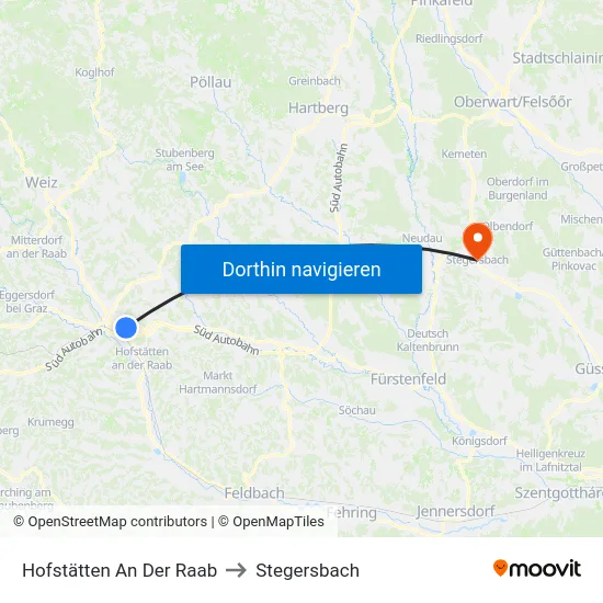 Hofstätten An Der Raab to Stegersbach map