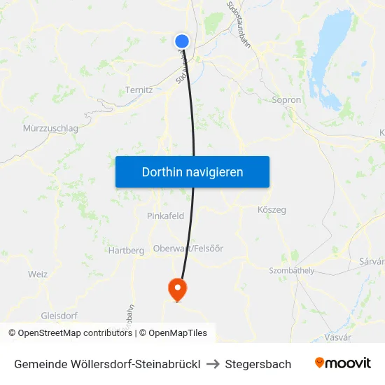 Gemeinde Wöllersdorf-Steinabrückl to Stegersbach map