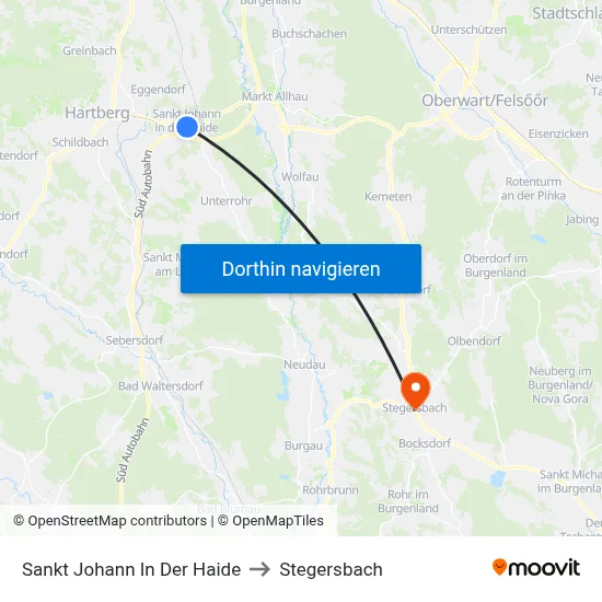 Sankt Johann In Der Haide to Stegersbach map