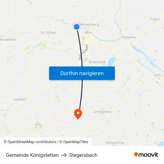 Gemeinde Königstetten to Stegersbach map